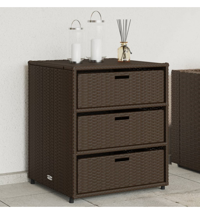 Armoire de rangement de jardin marron 55x59x69cm résine tressée | Mobilier & Déco