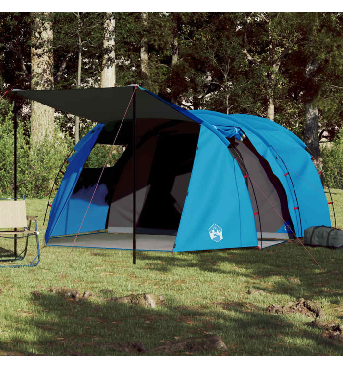 Tente de camping tunnel 4 personnes bleu imperméable | Mobilier & Déco