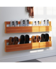Étagères à chaussures murales 2 pcs cire marron 110x8,5x23,5 cm | Mobilier & Déco