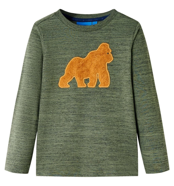 T-shirt enfants avec manches longues mélange kaki 104 | Mobilier & Déco