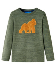 T-shirt enfants avec manches longues mélange kaki 104 | Mobilier & Déco