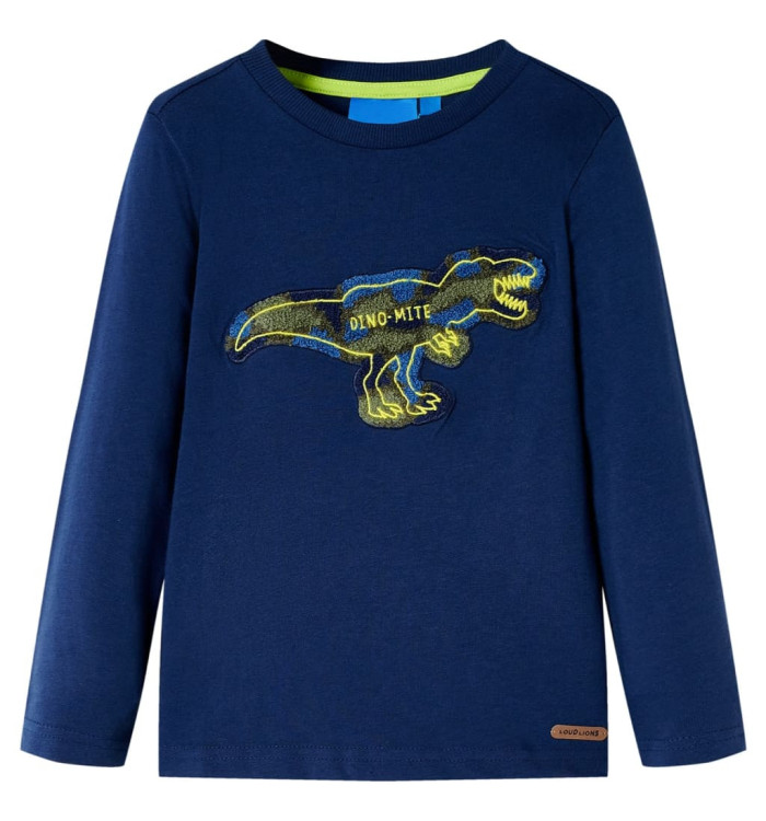 T-shirt enfants à manches longues bleu marine 116 | Mobilier & Déco