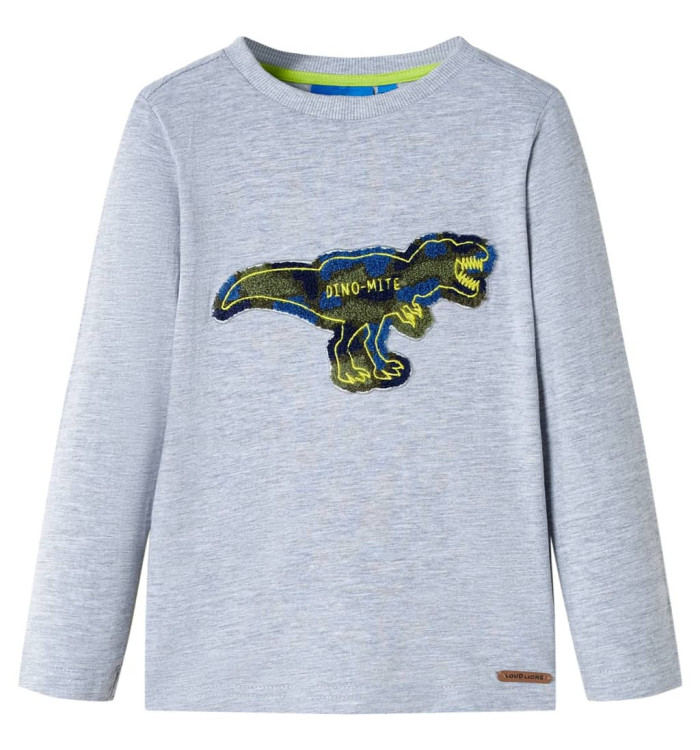 T-shirt enfants à manches longues mélangé gris 116 | Mobilier & Déco
