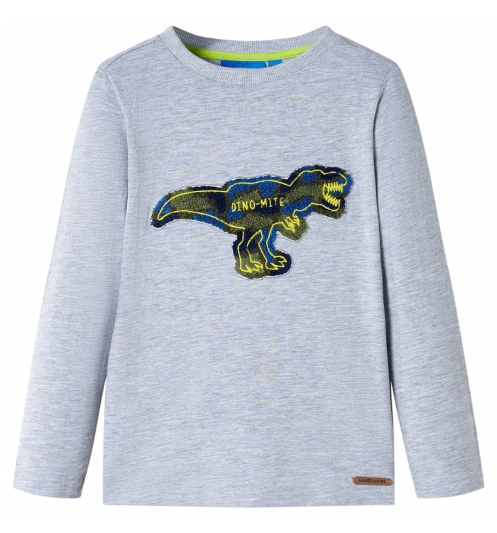 T-shirt enfants à manches longues mélangé gris 140 | Mobilier & Déco