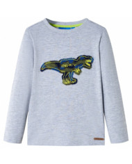 T-shirt enfants à manches longues mélangé gris 140 | Mobilier & Déco