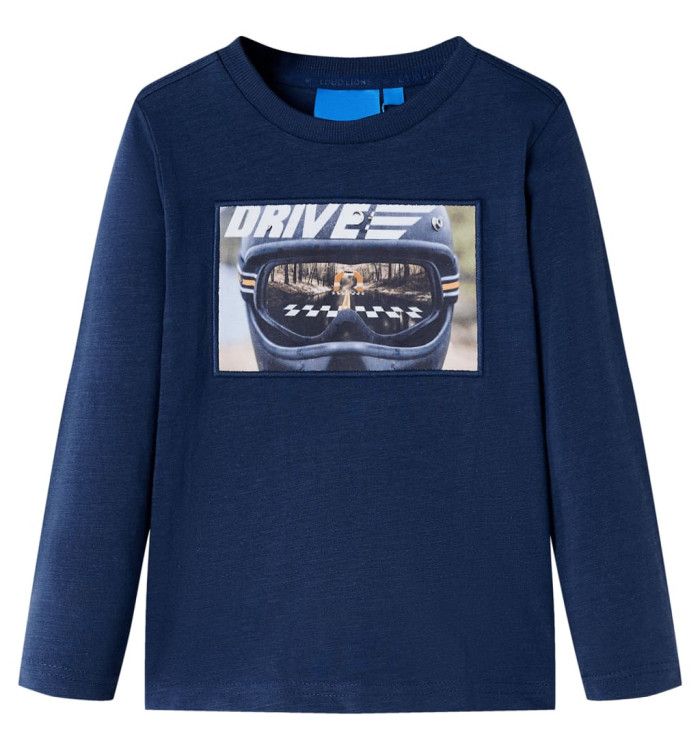 T-shirt enfants manches longues mélange bleu marine 116 | Mobilier & Déco
