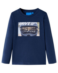 T-shirt enfants manches longues mélange bleu marine 116 | Mobilier & Déco