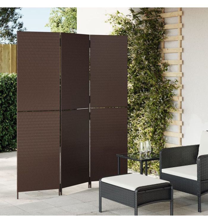 Cloison de séparation 3 panneaux marron résine tressée | Mobilier & Déco