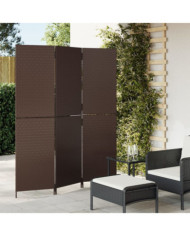 Cloison de séparation 3 panneaux marron résine tressée | Mobilier & Déco