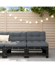 Canapés centraux de jardin 2 pcs noir bois de pin massif | Mobilier & Déco