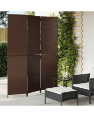 Cloison de séparation 3 panneaux marron résine tressée | Mobilier & Déco