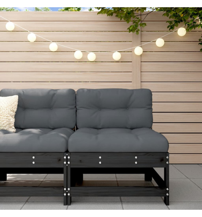 Canapé central de jardin noir bois de pin massif | Mobilier & Déco
