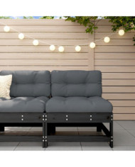 Canapé central de jardin noir bois de pin massif | Mobilier & Déco