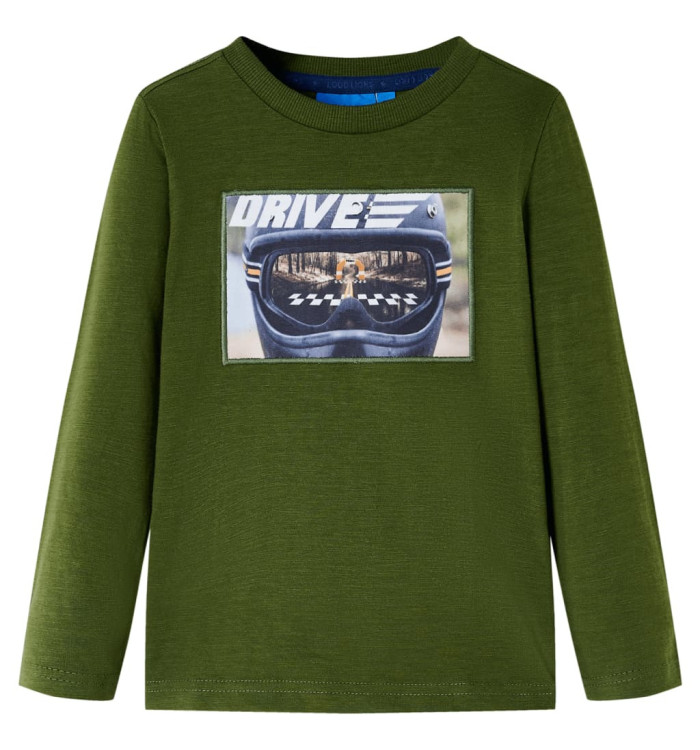 T-shirt enfants à manches longues kaki foncé 140 | Mobilier & Déco