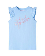 T-shirt enfants avec manches à volants bleu clair 140 | Mobilier & Déco