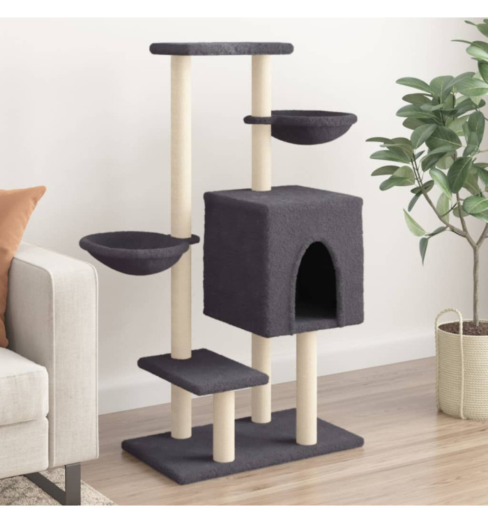 Arbre à chat avec griffoirs en sisal gris foncé 117 cm | Mobilier & Déco