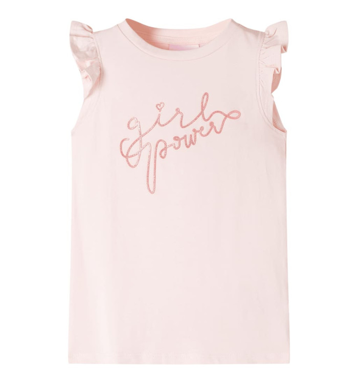 T-shirt enfants avec manches à volants rose pâle 92 | Mobilier & Déco