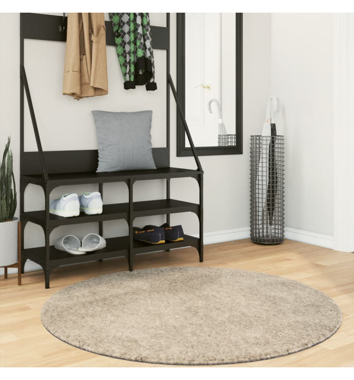 Tapis ISTAN à poils longs aspect brillant beige Ø 120 cm | Mobilier & Déco