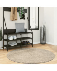 Tapis ISTAN à poils longs aspect brillant beige Ø 120 cm | Mobilier & Déco