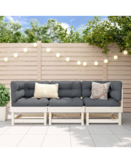 Salon de jardin 3 pcs blanc bois massif de pin | Mobilier & Déco