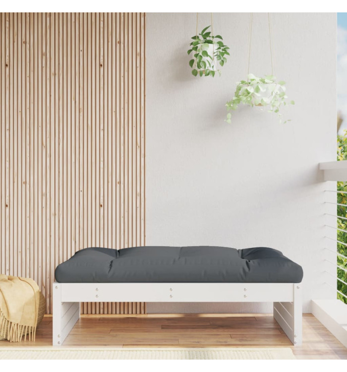Repose-pied de jardin 120x80 cm blanc bois de pin massif | Mobilier & Déco