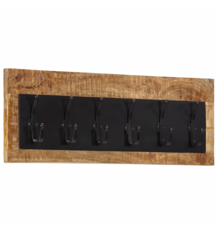 Porte-manteau mural avec 6 crochets bois de manguier massif | Mobilier & Déco