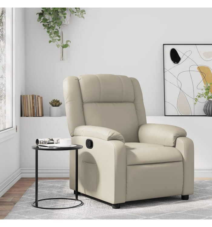 Fauteuil inclinable Crème Similicuir | Mobilier & Déco