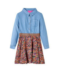 Robe pour enfants à manches longues bleu marine et bleu denim 140 | Mobilier & Déco