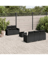 Salon de jardin 6 pcs avec coussins noir résine tressée | Mobilier & Déco