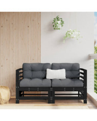 Canapés d'angle de jardin 2 pcs noir bois de pin massif | Mobilier & Déco