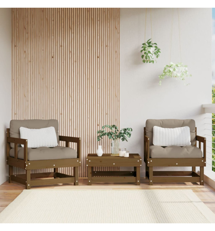 Chaises de jardin lot de 2 marron miel bois massif de pin | Mobilier & Déco