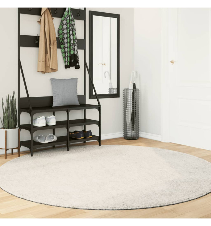 Tapis ISTAN à poils longs aspect brillant crème Ø 200 cm | Mobilier & Déco