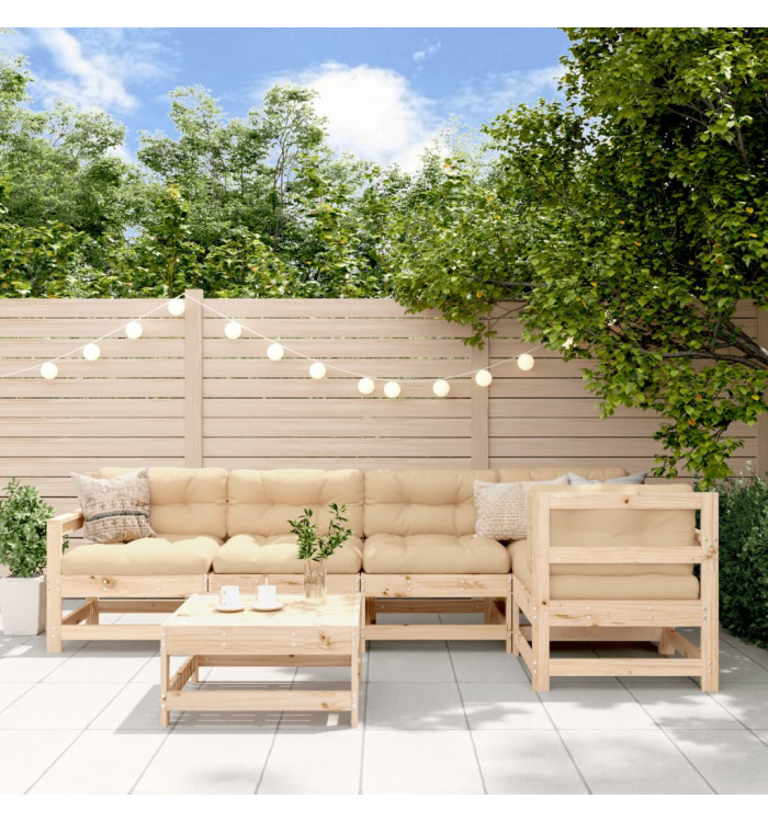 Salon de jardin 6 pcs Bois de pin massif | Mobilier & Déco