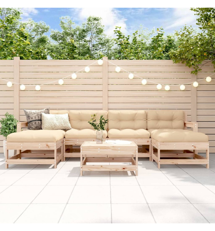 Salon de jardin 7 pcs Bois de pin massif | Mobilier & Déco