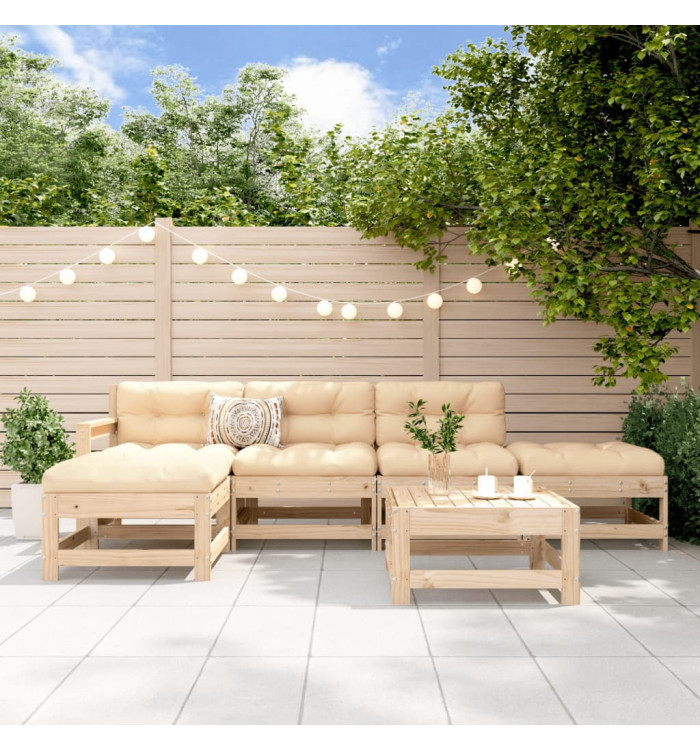 Salon de jardin 6 pcs Bois de pin massif | Mobilier & Déco