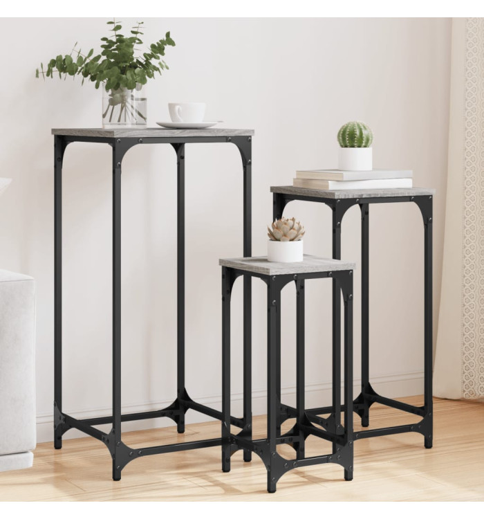 Tables d’appoint gigognes 3 pcs sonoma gris bois d'ingénierie | Mobilier & Déco