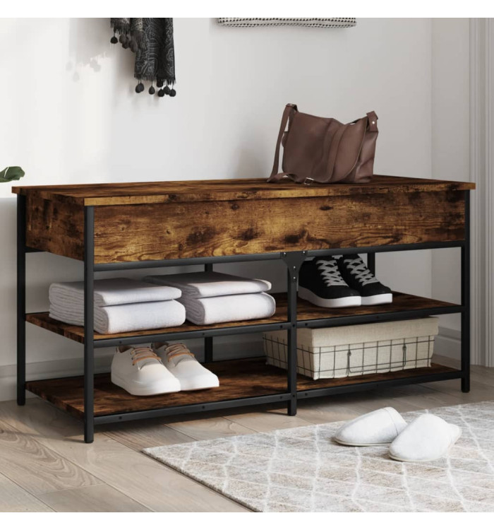 Banc à chaussures chêne fumé 100x42,5x50 cm bois d'ingénierie | Mobilier & Déco
