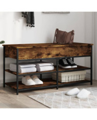Banc à chaussures chêne fumé 100x42,5x50 cm bois d'ingénierie | Mobilier & Déco