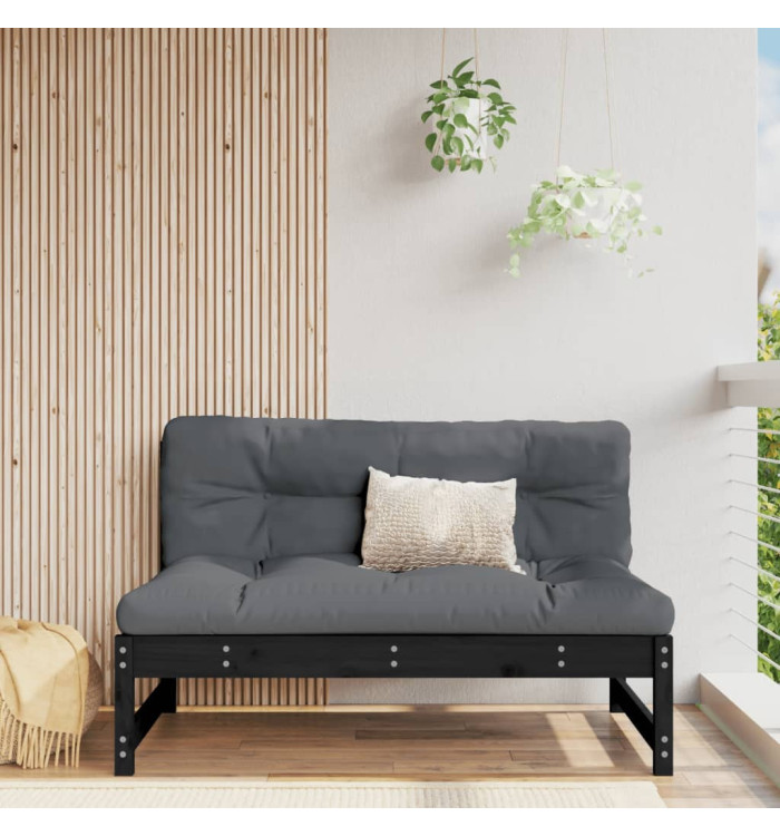 Canapé central de jardin noir 120x80 cm bois de pin massif | Mobilier & Déco