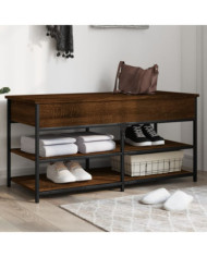 Banc à chaussures chêne marron 100x42,5x50 cm bois d'ingénierie | Mobilier & Déco