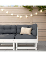 Canapé d'angle de jardin blanc bois de pin massif | Mobilier & Déco
