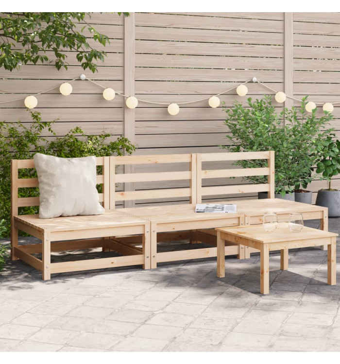 Canapés de jardin sans accoudoirs 3 pcs bois de pin massif | Mobilier & Déco