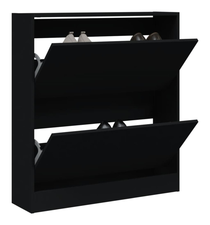 Armoire à chaussures noir 80x21x87,5 cm bois d'ingénierie | Mobilier & Déco