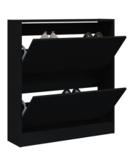 Armoire à chaussures noir 80x21x87,5 cm bois d'ingénierie | Mobilier & Déco