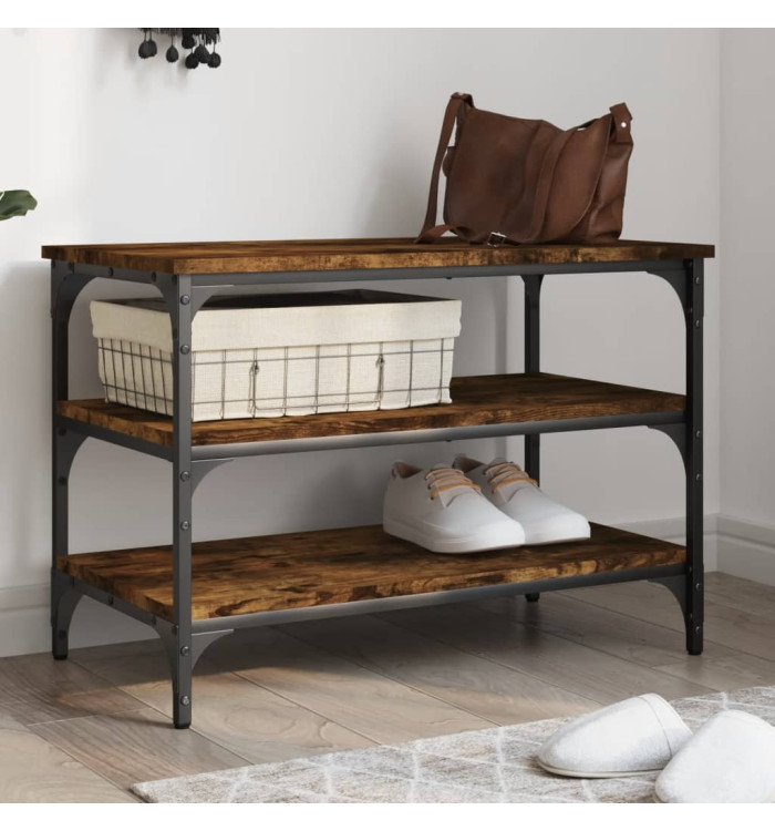 Banc à chaussures chêne fumé 70x38,5x49 cm bois d'ingénierie | Mobilier & Déco