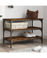Banc à chaussures chêne fumé 70x38,5x49 cm bois d'ingénierie | Mobilier & Déco