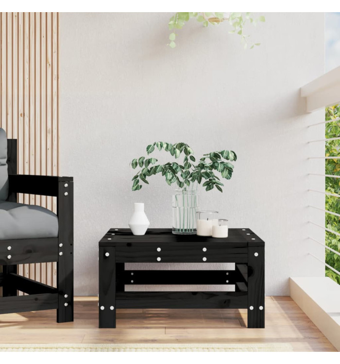 Repose-pied de jardin noir bois de pin massif | Mobilier & Déco