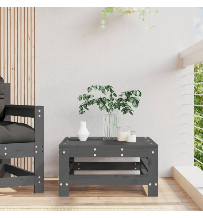 Repose-pied de jardin gris bois de pin massif | Mobilier & Déco