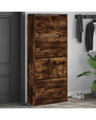 Armoire à chaussures 4 tiroirs rabattables chêne fumé | Mobilier & Déco