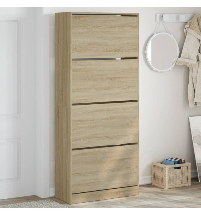 Armoire à chaussures 4 tiroirs rabattables chêne sonoma | Mobilier & Déco
